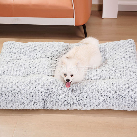 KFX-9127869 Pet Embossed Velvet Dog Bed in Light Gray - Available in Multiple Sizes for Dogs and Cats