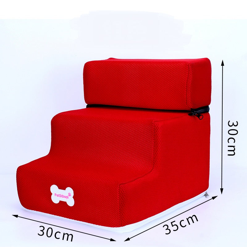 KFX-9130173 Pet Climbing Ladder with Detachable Steps for High Beds and Sofas - Soft Mesh and High-Density Sponge Design