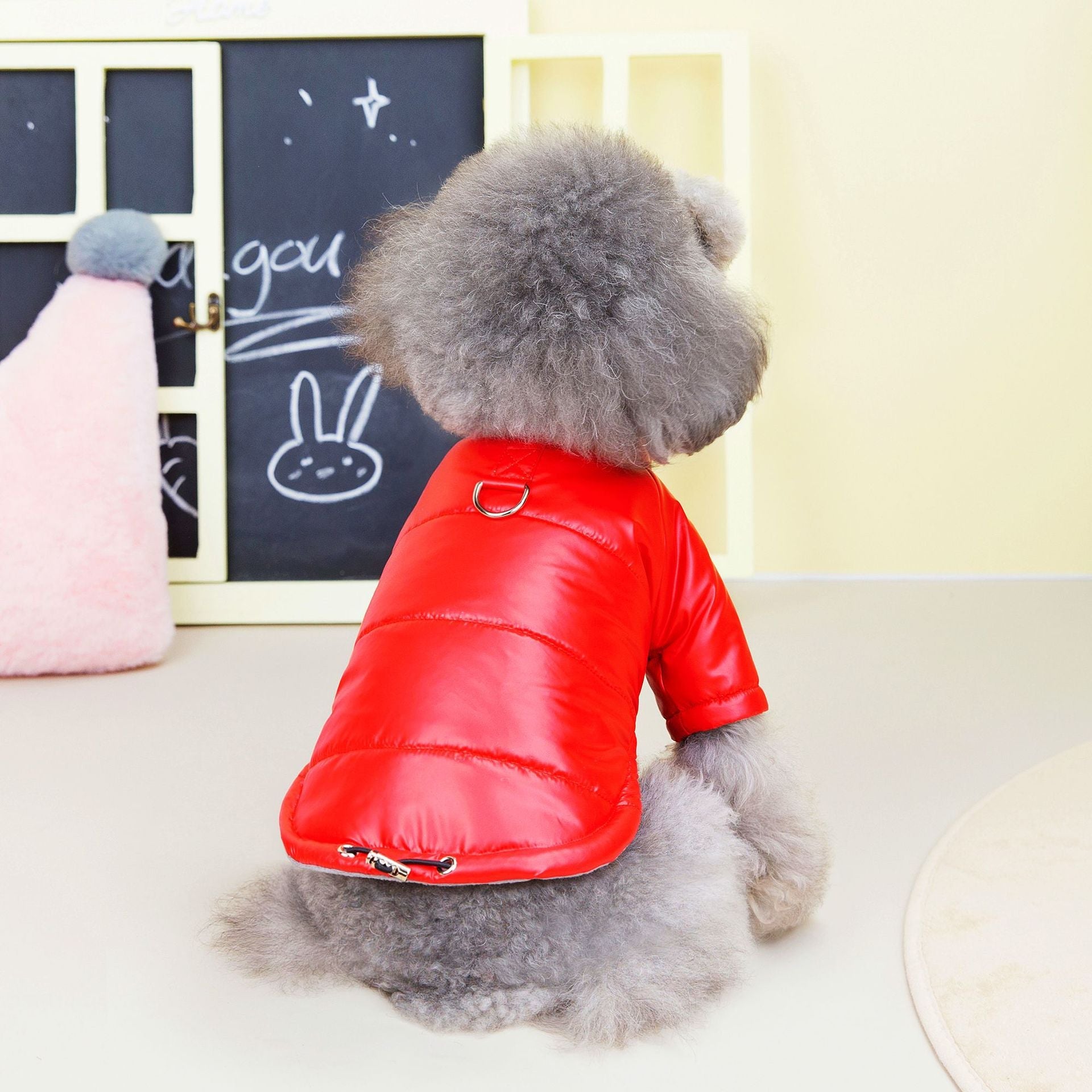 KFX-9131453 Waterproof Autumn and Winter Dog Jacket - Cotton-Padded Coat in Pink, Silver, Black, Red (Sizes S-XXL)