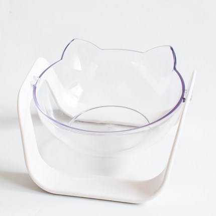 KFX-9131965 Adjustable 15° Cat Bowl - Environmentally Friendly PC/ABS, Single & Double Sizes Available, Pure White/Shell Powder/Macaron Blue