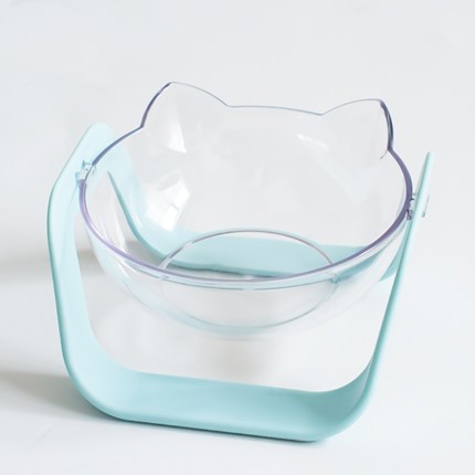 KFX-9131965 Adjustable 15° Cat Bowl - Environmentally Friendly PC/ABS, Single & Double Sizes Available, Pure White/Shell Powder/Macaron Blue