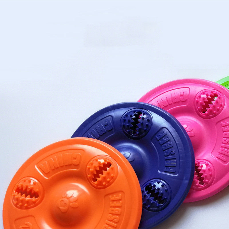 KFX-9132605 Durable Rubber Dog Toy with Bite-Resistant Teeth Leakage Plate – Sports Design in Green, Blue, and Pink