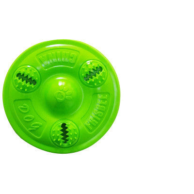 KFX-9132605 Durable Rubber Dog Toy with Bite-Resistant Teeth Leakage Plate – Sports Design in Green, Blue, and Pink