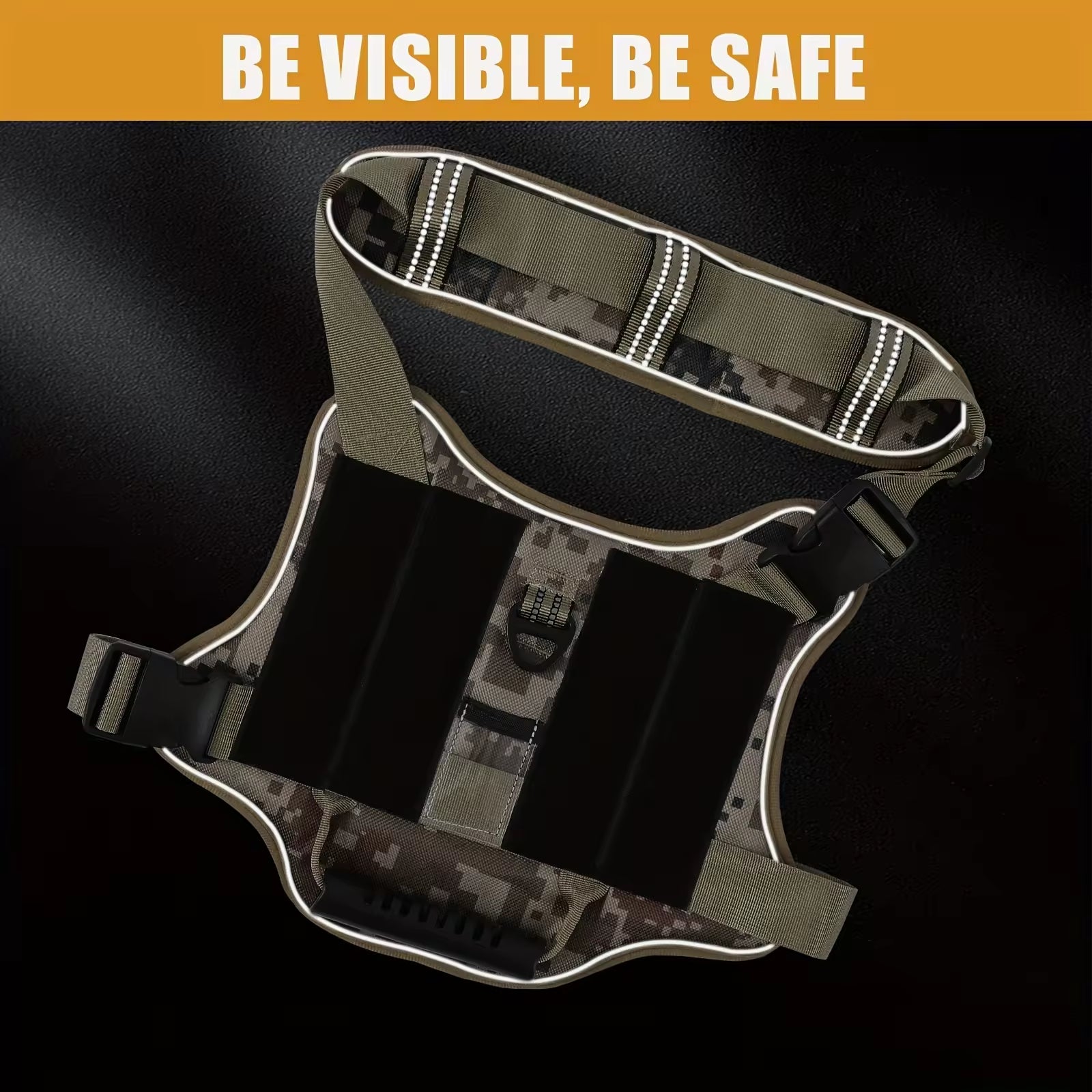 KFX-9133757 Adjustable Reflective Tactical Service Dog Harness with Handle – No-Pull Vest in Camouflage Patterns
