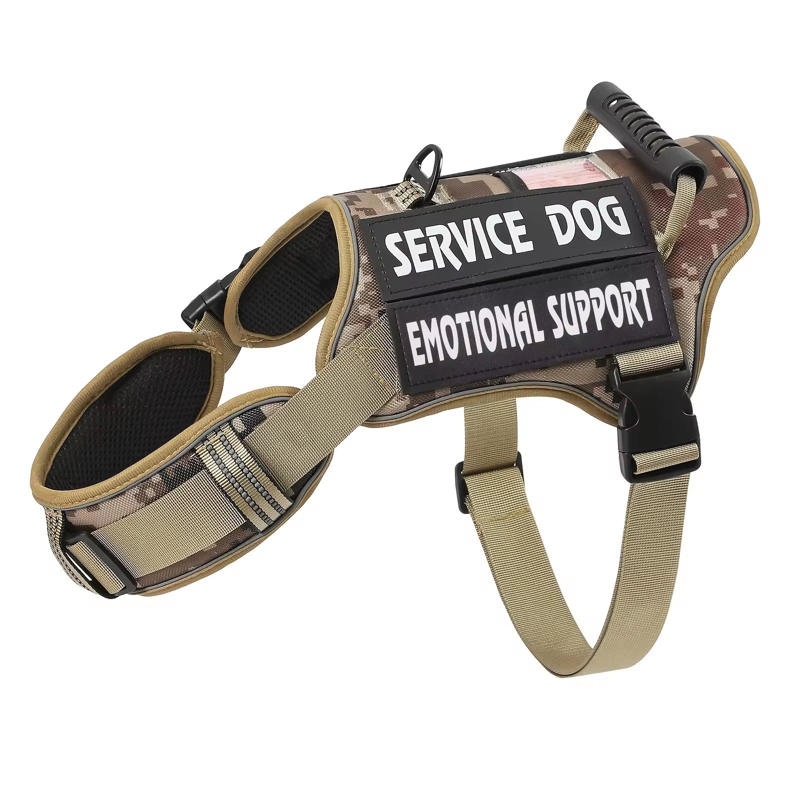 KFX-9133757 Adjustable Reflective Tactical Service Dog Harness with Handle – No-Pull Vest in Camouflage Patterns
