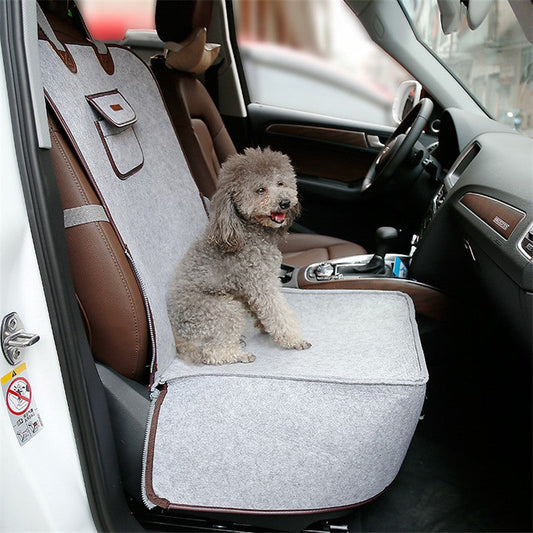 KFX-9134013 Dual-purpose Pet Car Mat for Front Seat with Adjustable Strap and Storage Pockets