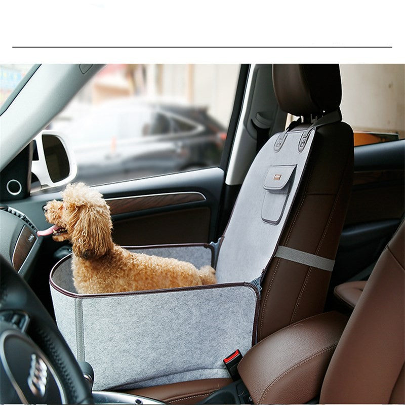 KFX-9134013 Dual-purpose Pet Car Mat for Front Seat with Adjustable Strap and Storage Pockets