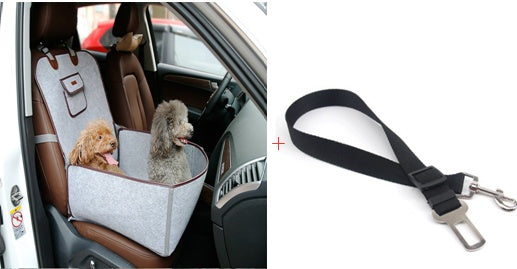 KFX-9134013 Dual-purpose Pet Car Mat for Front Seat with Adjustable Strap and Storage Pockets
