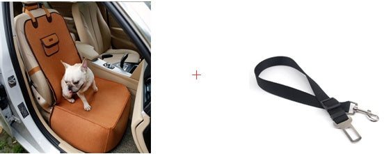 KFX-9134013 Dual-purpose Pet Car Mat for Front Seat with Adjustable Strap and Storage Pockets