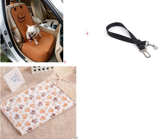 KFX-9134013 Dual-purpose Pet Car Mat for Front Seat with Adjustable Strap and Storage Pockets