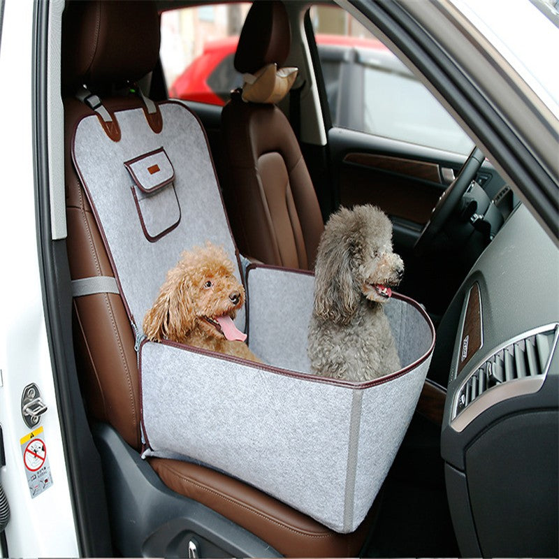 KFX-9134013 Dual-purpose Pet Car Mat for Front Seat with Adjustable Strap and Storage Pockets