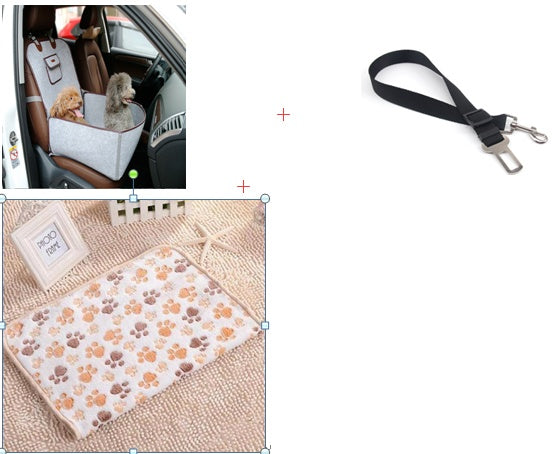 KFX-9134013 Dual-purpose Pet Car Mat for Front Seat with Adjustable Strap and Storage Pockets