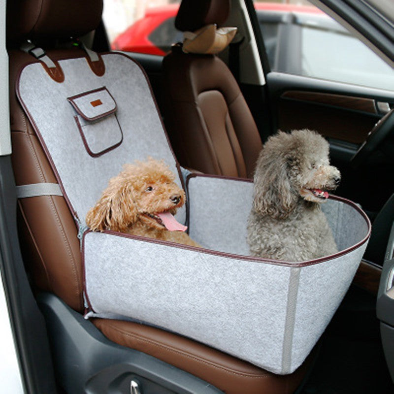KFX-9134013 Dual-purpose Pet Car Mat for Front Seat with Adjustable Strap and Storage Pockets