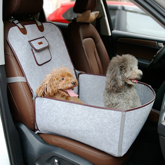 KFX-9134013 Dual-purpose Pet Car Mat for Front Seat with Adjustable Strap and Storage Pockets