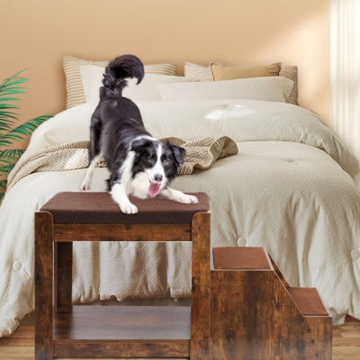 KFX-9135421 Multi-Level Pet Bunk Bed with Removable Steps, Cushion, Scratch Pad - Ideal for Dogs and Cats