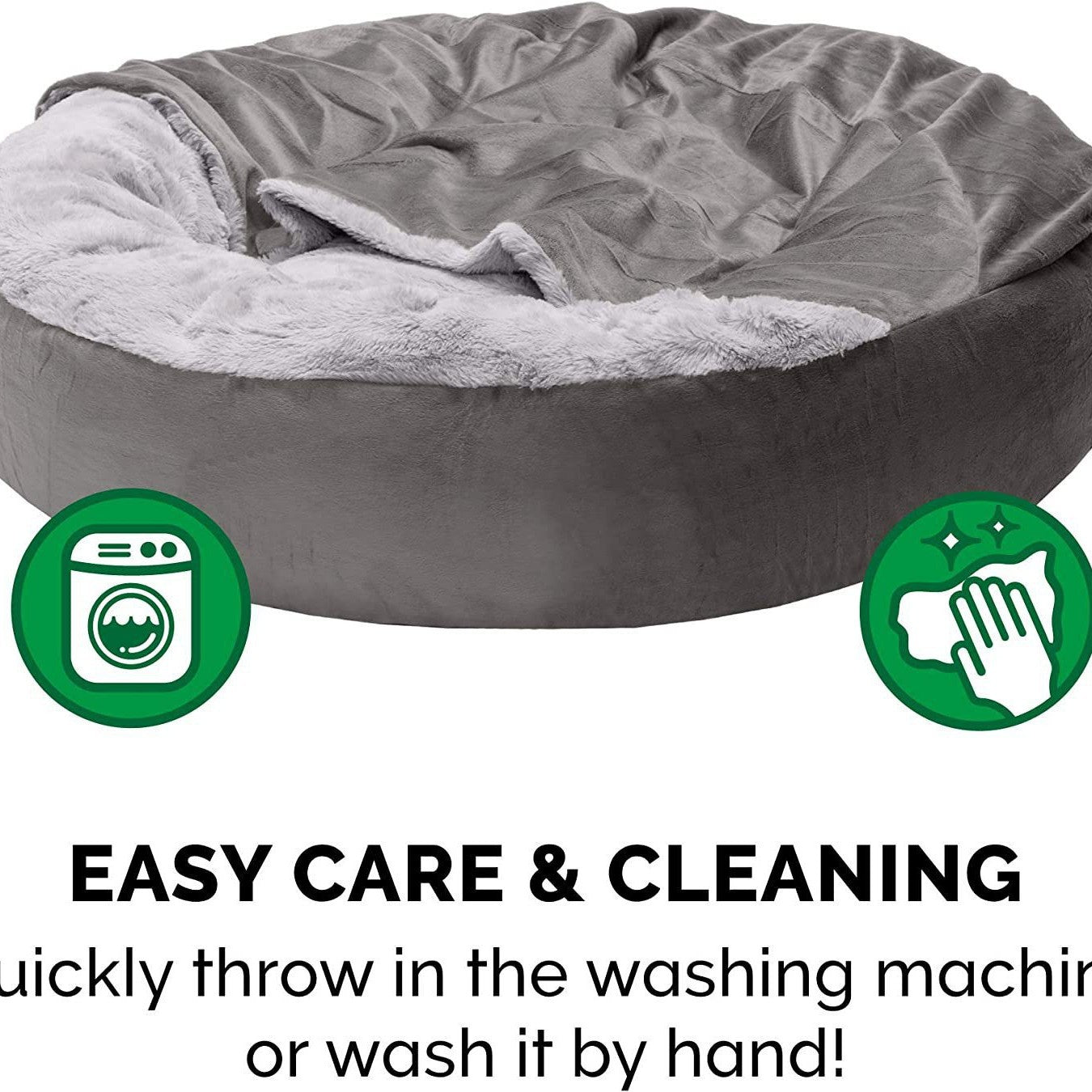 KFX-9135805 Cozy Gray and Creamy White Pet Bed for Small and Medium Dogs