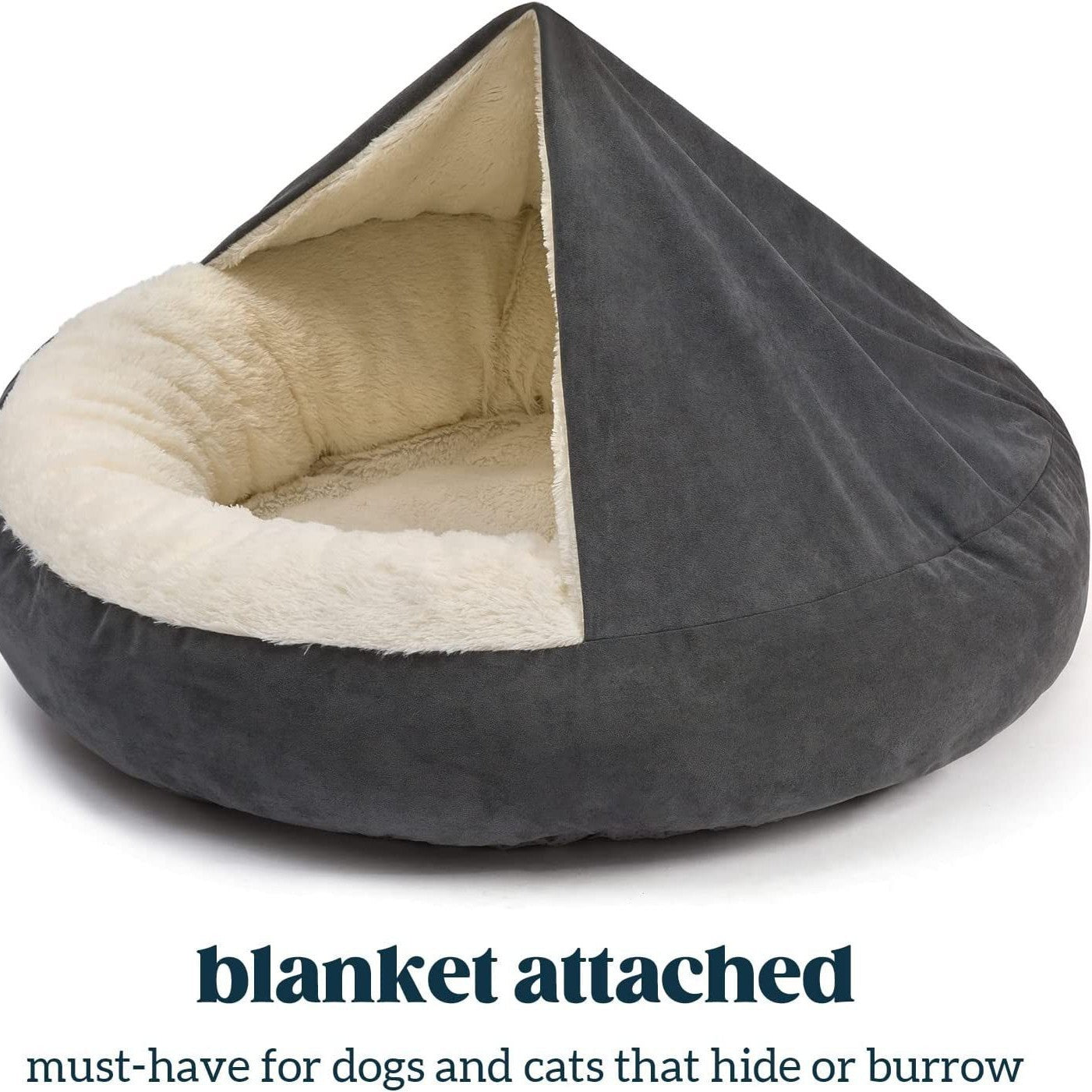 KFX-9135805 Cozy Gray and Creamy White Pet Bed for Small and Medium Dogs