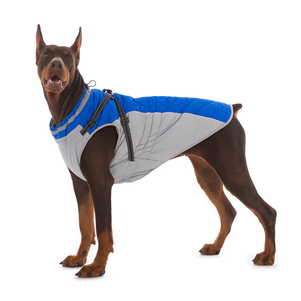 KFX-9136317 Waterproof Fleece-Lined Zip-Up Jacket for Dogs – Sizes S to 5XL in Blue, Pink, Purple, and Red