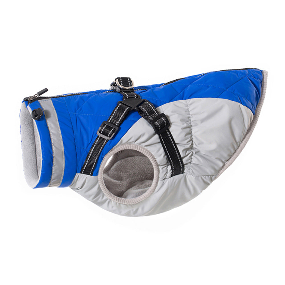 KFX-9136317 Waterproof Fleece-Lined Zip-Up Jacket for Dogs – Sizes S to 5XL in Blue, Pink, Purple, and Red