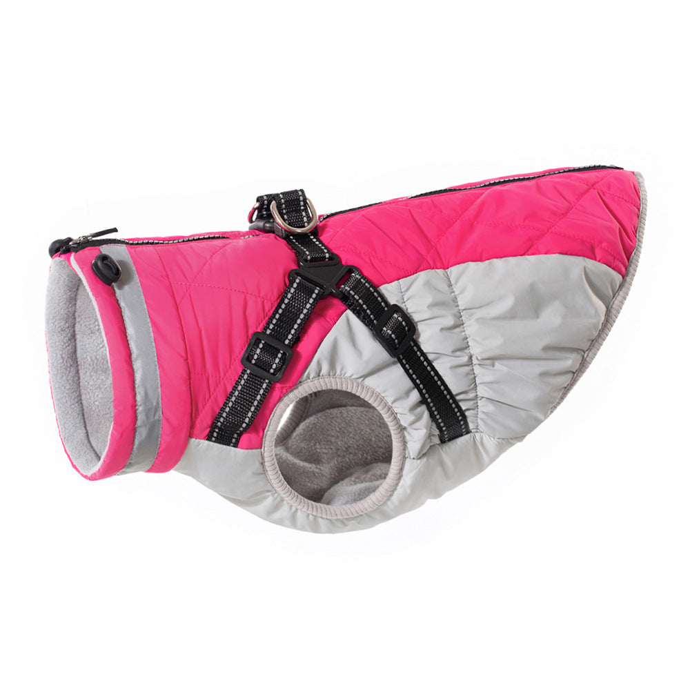 KFX-9136317 Waterproof Fleece-Lined Zip-Up Jacket for Dogs – Sizes S to 5XL in Blue, Pink, Purple, and Red