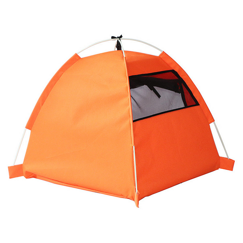 KFX-9136573 Foldable Anti-Mosquito Pet Tent for Dogs and Cats - Comfortable Oxford and Flannel Material, Orange Blue