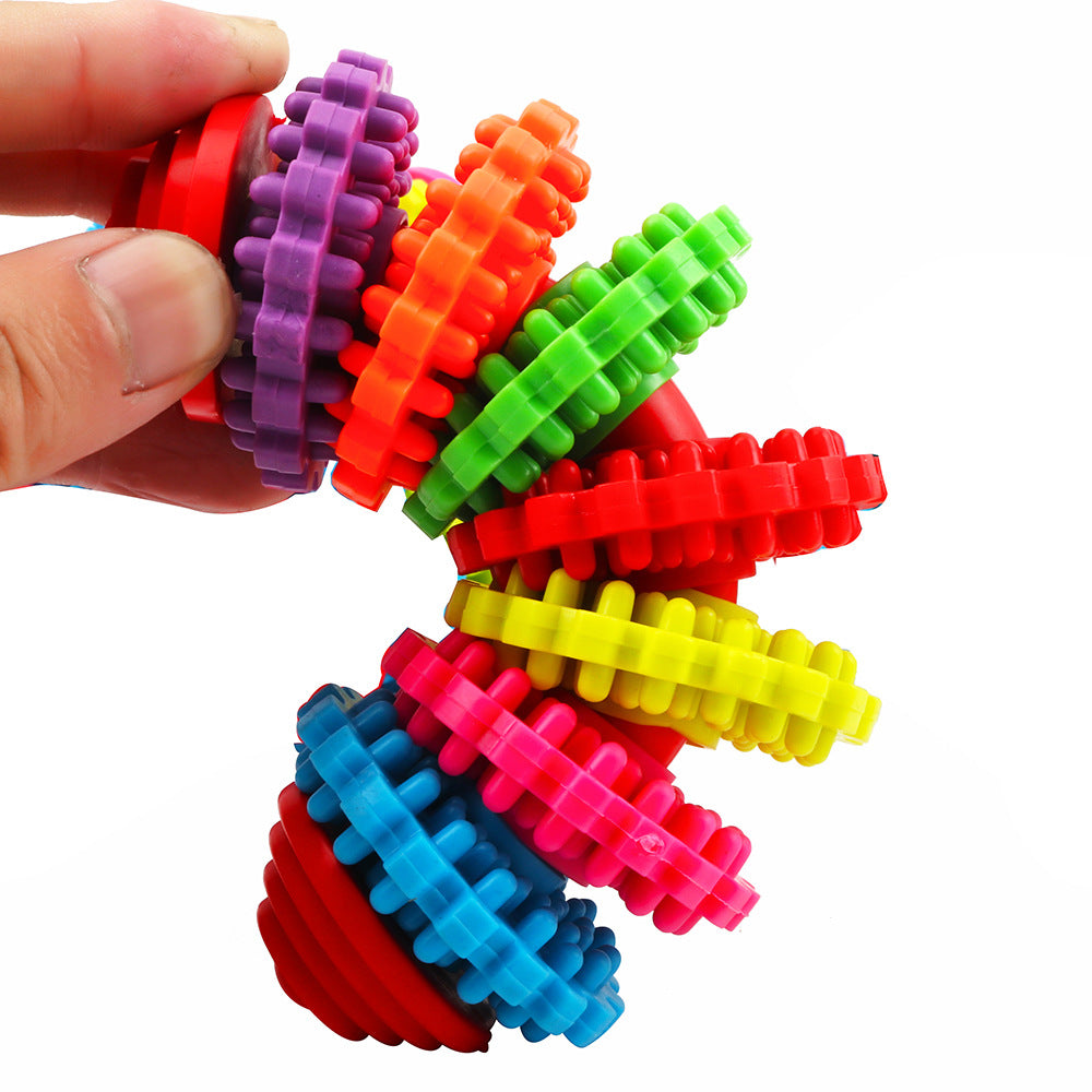 KFX-9138365 Colorful Seven-Ring Pet Toy for Dental Health and Playtime Training