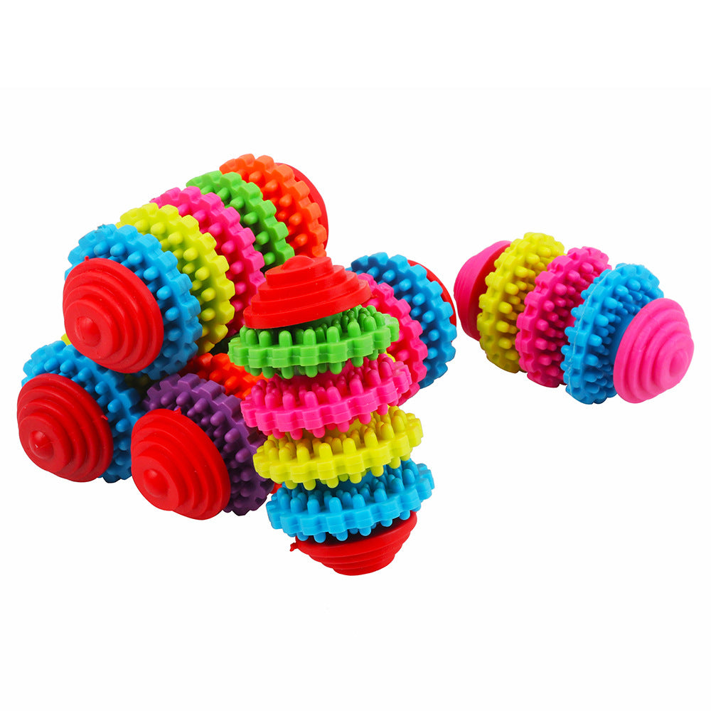 KFX-9138365 Colorful Seven-Ring Pet Toy for Dental Health and Playtime Training