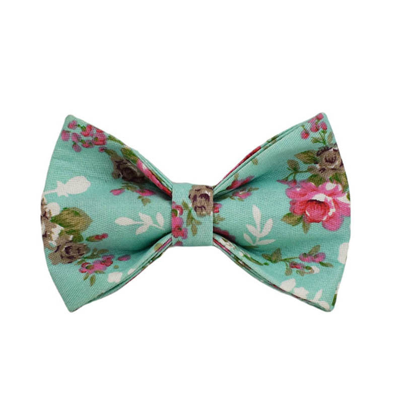 KFX-9139517 Rose Dog Collar Set with Green Background, Detachable Bow and Leash