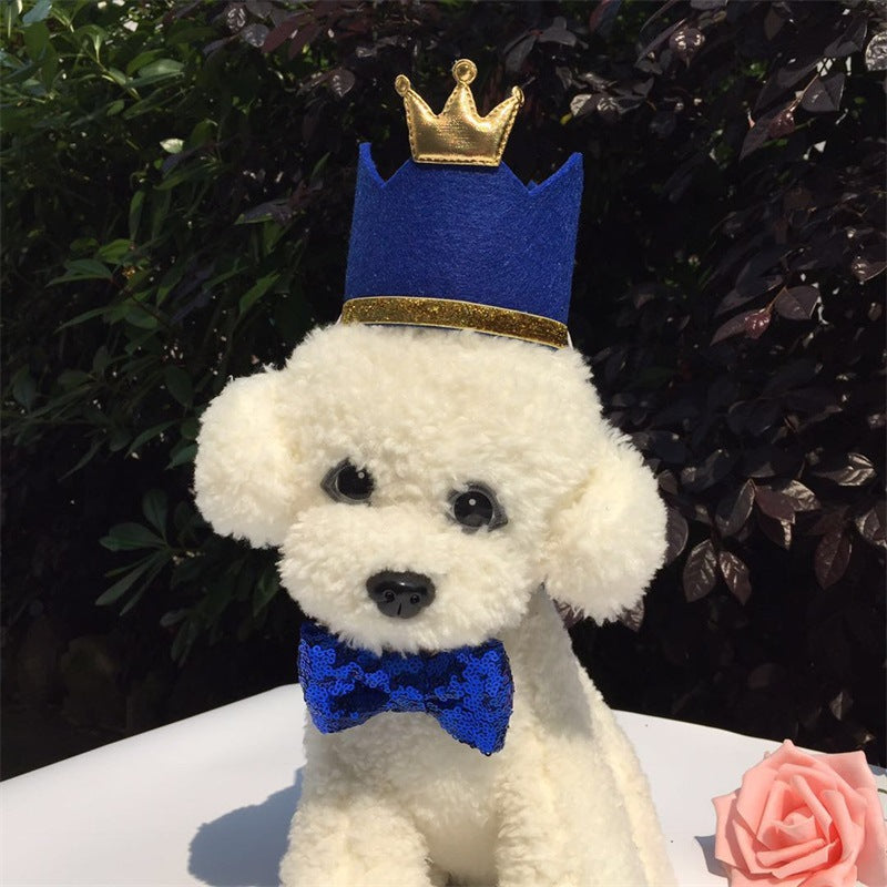 KFX-9139773 Pet Party Birthday Crown for Dogs and Cats, Non-Woven Pet Accessory with Bow, 9.5CM Diameter
