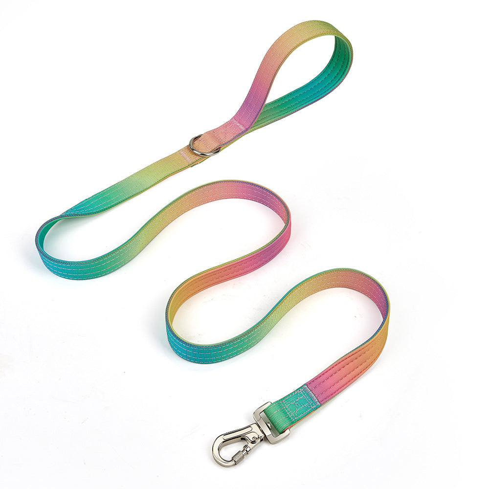 KFX-9140157 Widened Gradient Pet Collar and Leash Set – Soft Nylon Design for Comfort and Safety