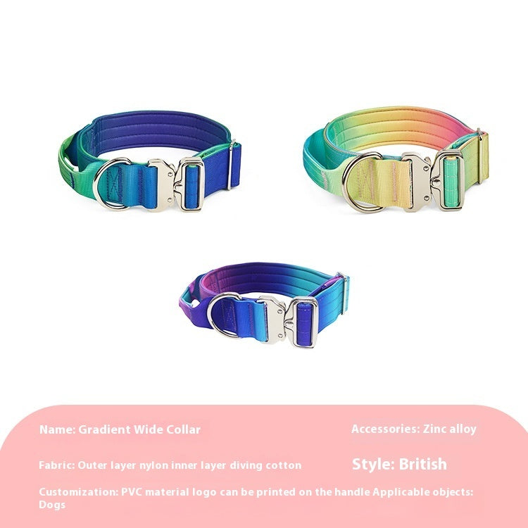 KFX-9140157 Widened Gradient Pet Collar and Leash Set – Soft Nylon Design for Comfort and Safety