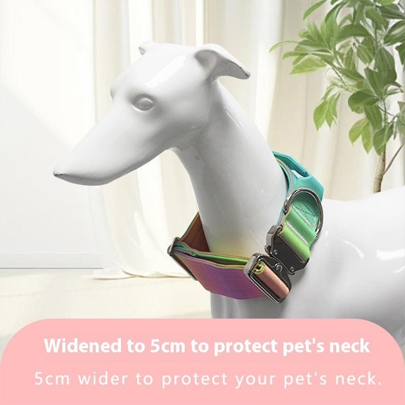 KFX-9140157 Widened Gradient Pet Collar and Leash Set – Soft Nylon Design for Comfort and Safety