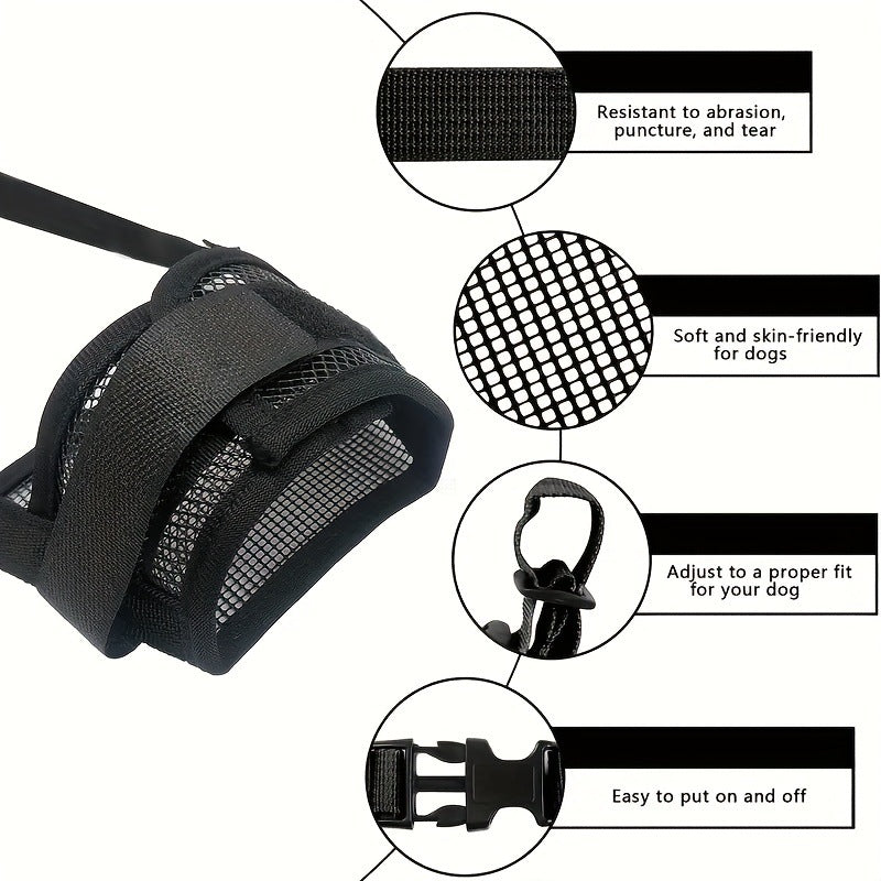 KFX-9140797 Durable Black Dog Muzzle for Anti-Biting, Anti-Barking, and Controlled Drinking