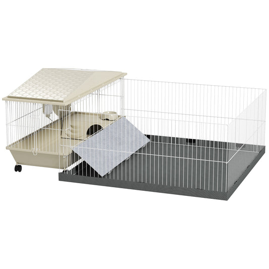 KFX-9141181 Guinea Pig and Hedgehog Cage with Removable Playpen, Waterproof Pad, Feeder, Water Bottle, and Bowl