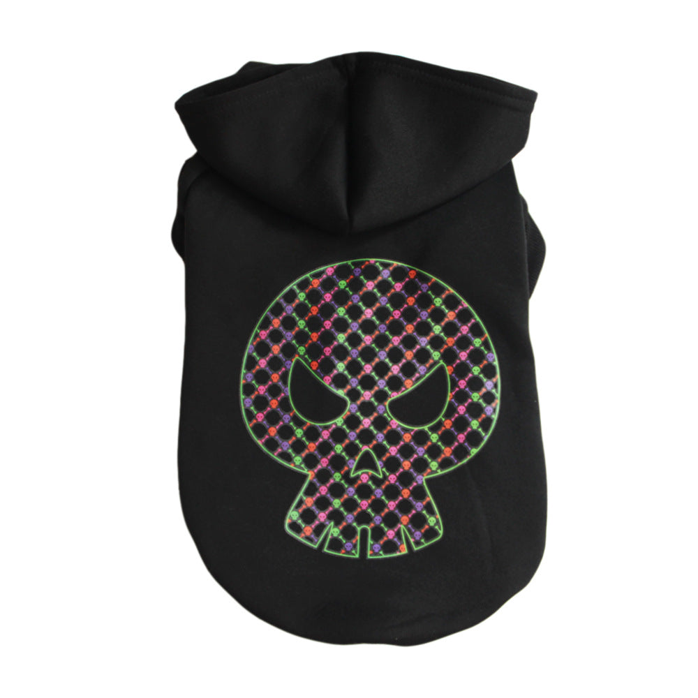 KFX-9143869 Skull Printed Cotton Dog Coat for Halloween – Black Ghost Day Outfit