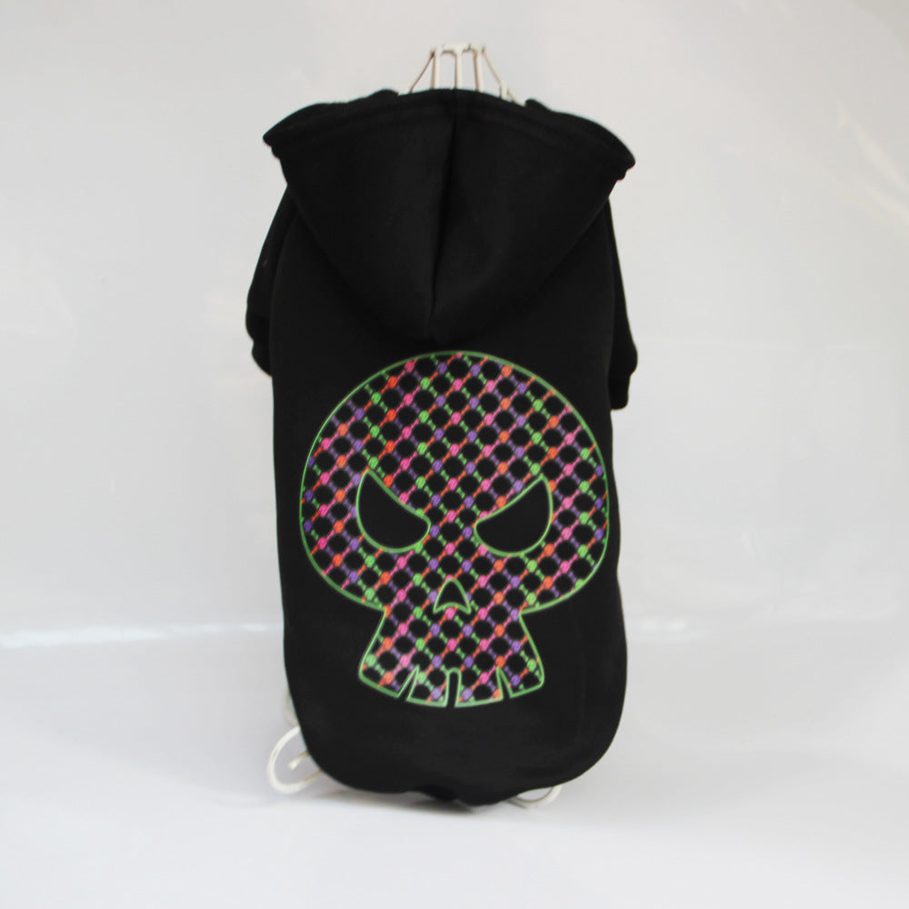 KFX-9143869 Skull Printed Cotton Dog Coat for Halloween – Black Ghost Day Outfit
