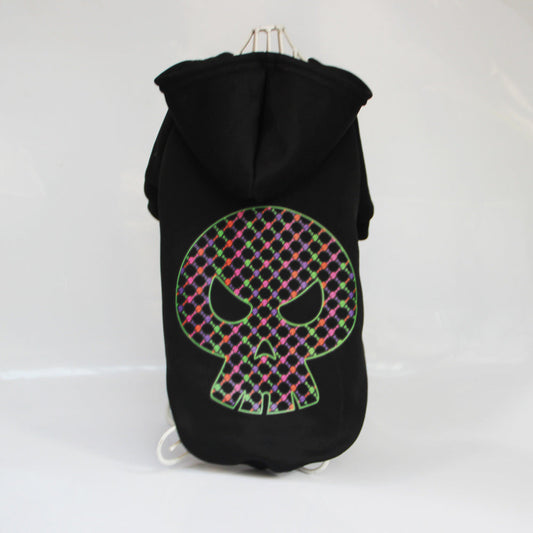 KFX-9143869 Skull Printed Cotton Dog Coat for Halloween – Black Ghost Day Outfit
