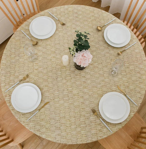 KFX-9144125 Round Waterproof and Oil-Proof Polyester Tablecloth - Available in Various Sizes and Colors