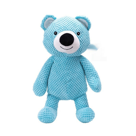 KFX-9144893 Sky Blue Plush Bear Interactive Dog Toy - 27x22CM Companion for Pets