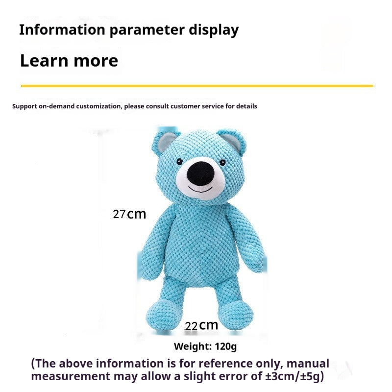 KFX-9144893 Sky Blue Plush Bear Interactive Dog Toy - 27x22CM Companion for Pets