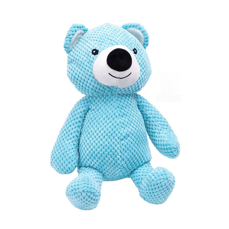 KFX-9144893 Sky Blue Plush Bear Interactive Dog Toy - 27x22CM Companion for Pets