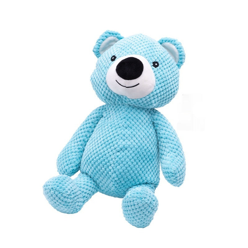 KFX-9144893 Sky Blue Plush Bear Interactive Dog Toy - 27x22CM Companion for Pets