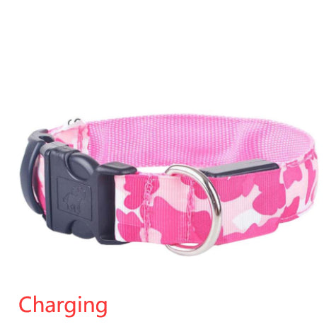 KFX-9145277 Luminous Camouflage Dog Collar with Adjustable Lighting Modes for Night Safety