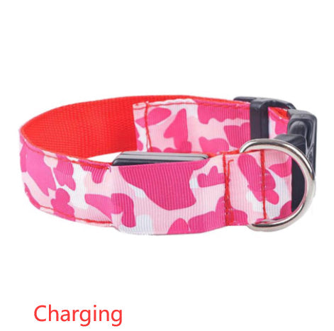 KFX-9145277 Luminous Camouflage Dog Collar with Adjustable Lighting Modes for Night Safety