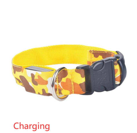 KFX-9145277 Luminous Camouflage Dog Collar with Adjustable Lighting Modes for Night Safety