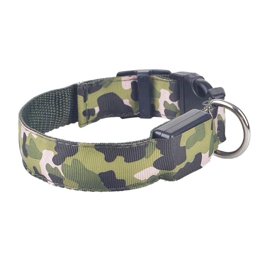 KFX-9145277 Luminous Camouflage Dog Collar with Adjustable Lighting Modes for Night Safety