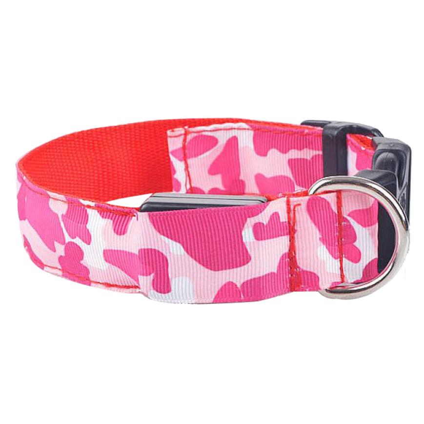 KFX-9145277 Luminous Camouflage Dog Collar with Adjustable Lighting Modes for Night Safety