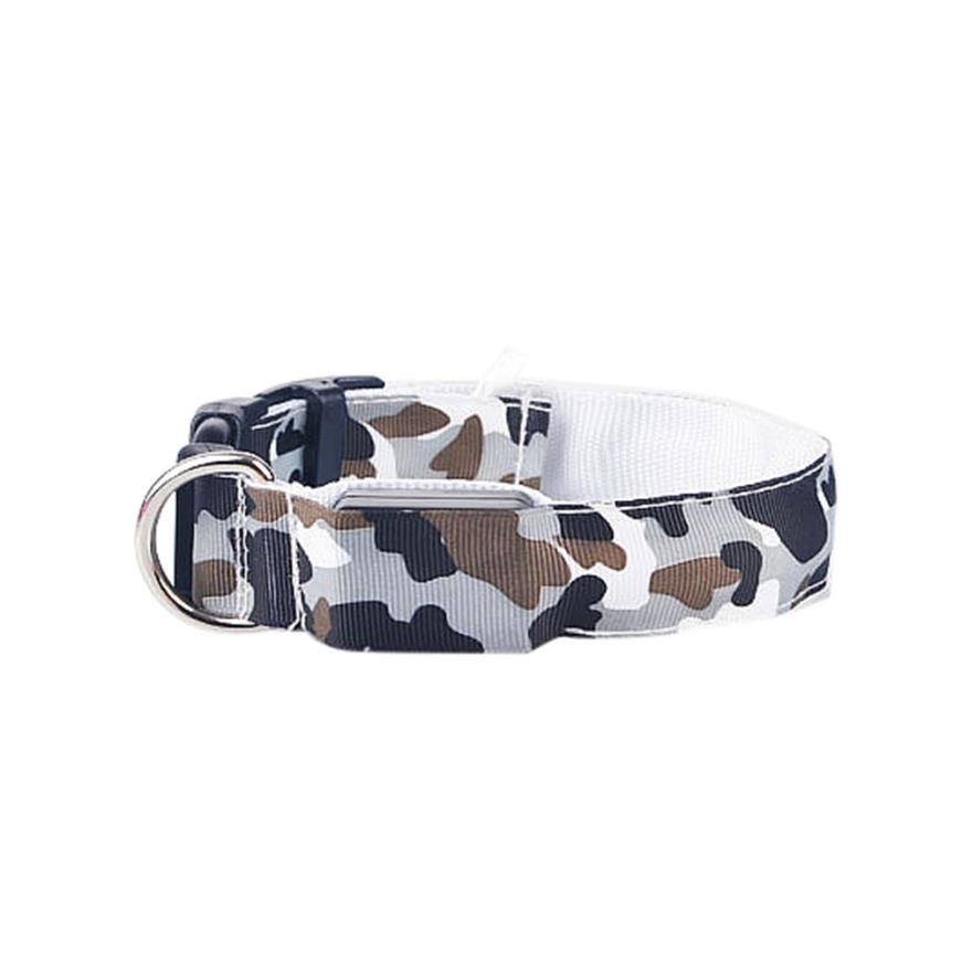 KFX-9145277 Luminous Camouflage Dog Collar with Adjustable Lighting Modes for Night Safety