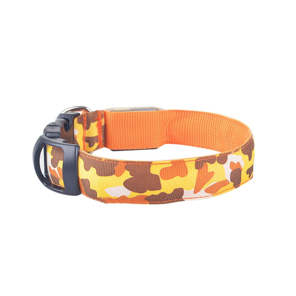 KFX-9145277 Luminous Camouflage Dog Collar with Adjustable Lighting Modes for Night Safety
