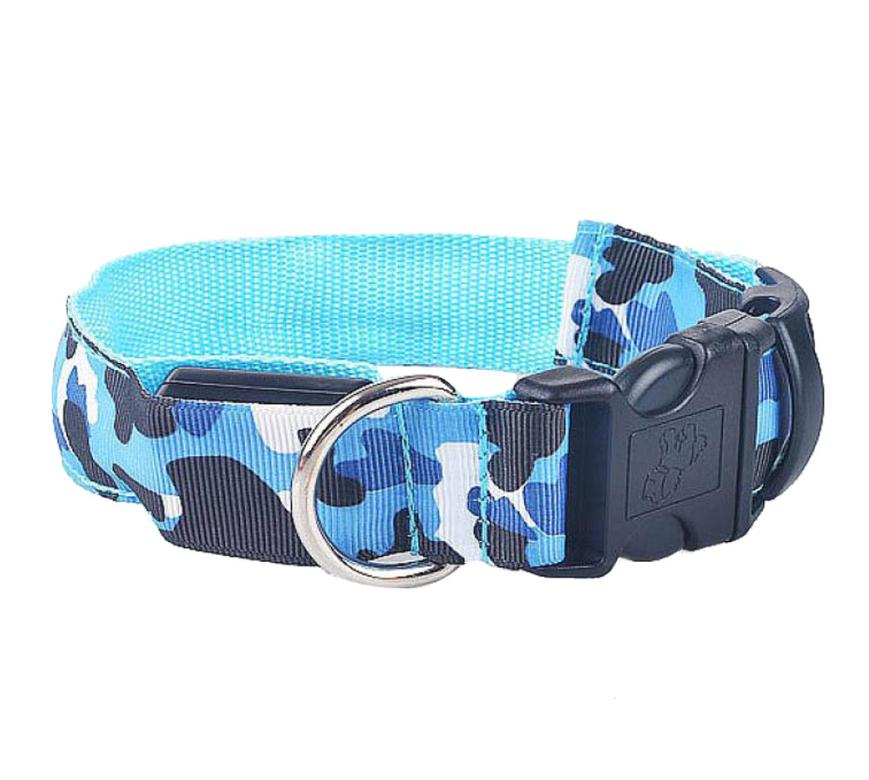 KFX-9145277 Luminous Camouflage Dog Collar with Adjustable Lighting Modes for Night Safety